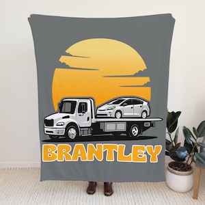Custom Truck Blanket for Kids Plush Throw Blanket Couch Personalized Kids Sherpa Blankets Cozy Truck Blankets Customizable Gift Truck Lovers