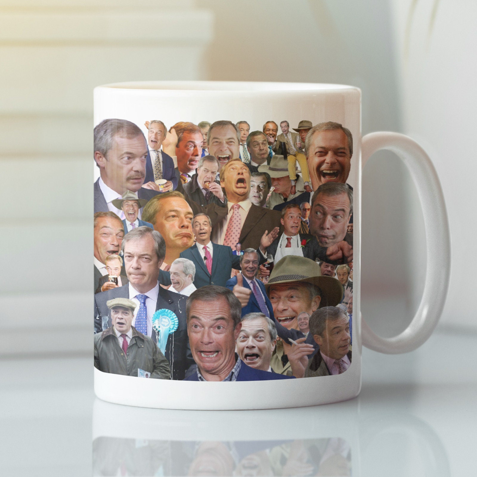 The Many Faces of Nigel Farage - Funny Reform Politics Mug - Etsy UK
