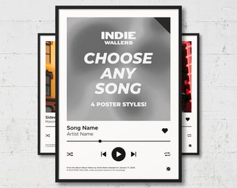 Custom Song Poster | Choose Your Own Song, Music Wall Art, Album Cover Print, Personal Song Gift, Home Decor, SP1