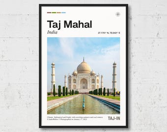 Taj Mahal Poster | Real Photo of Taj Mahal, Real Picture, Travel Poster, Location Wall Art, India Print, Home Decor, AS6