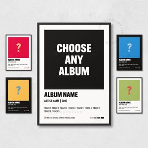 Póster de álbum personalizado: arte mural musical, impresión de portada de álbum, elige cualquier álbum, arte de lista de canciones, decoración musical personalizada, IMPRESO o DIGITAL, AP5