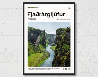 Fjaðrárgljúfur Poster | Real Photo of Fjaðrárgljúfur, Real Picture, Travel Poster, Location Wall Art, Iceland Print, Home Decor, TE2