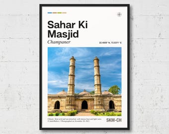 Sahar Ki Masjid Poster | Real Photo of Sahar Ki Masjid, Real Picture, Travel Poster, Location Wall Art, Champaner Print, Home Decor, AS7