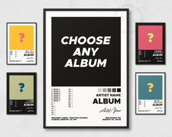 Custom Album Poster - Music Wall Art, Album Cover Print, Choose Any Album, Song Tracklist Print, Album Art Poster, UNFRAMED or DIGITAL, AP1