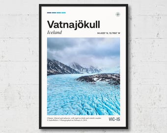 Vatnajökull Poster | Real Photo of Vatnajökull, Real Picture, Travel Poster, Location Wall Art, Iceland Print, Home Decor, TE1