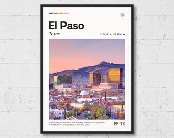 El Paso Poster | Real Photo of El Paso, Real Picture, Travel Poster, Location Wall Art, Texas Print, Home Decor, NA13