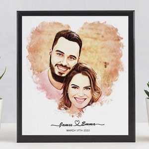 CARTOON CUSTOMIZED PORTRAIT Personalized Couple Portrait from Photo Wedding Day Gift for Bride and Groom Engagement, Anniversary Gift image 7