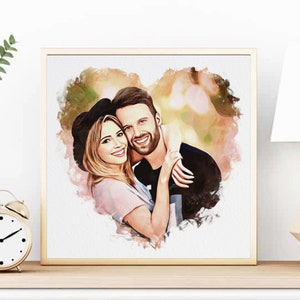 CARTOON CUSTOMIZED PORTRAIT Personalized Couple Portrait from Photo Wedding Day Gift for Bride and Groom Engagement, Anniversary Gift image 6