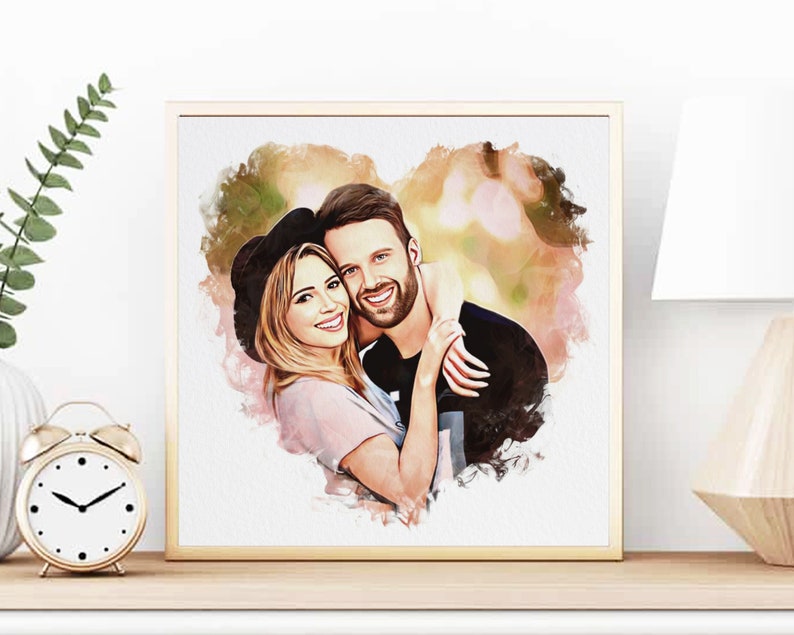 CARTOON CUSTOMIZED PORTRAIT Personalized Couple Portrait from Photo Wedding Day Gift for Bride and Groom Engagement, Anniversary Gift image 6