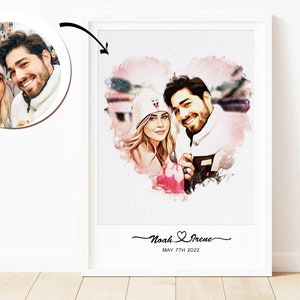 CARTOON CUSTOMIZED PORTRAIT Personalized Couple Portrait from Photo Wedding Day Gift for Bride and Groom Engagement, Anniversary Gift image 2
