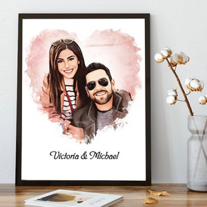 CARTOON CUSTOMIZED PORTRAIT Personalized Couple Portrait from Photo Wedding Day Gift for Bride and Groom Engagement, Anniversary Gift image 5