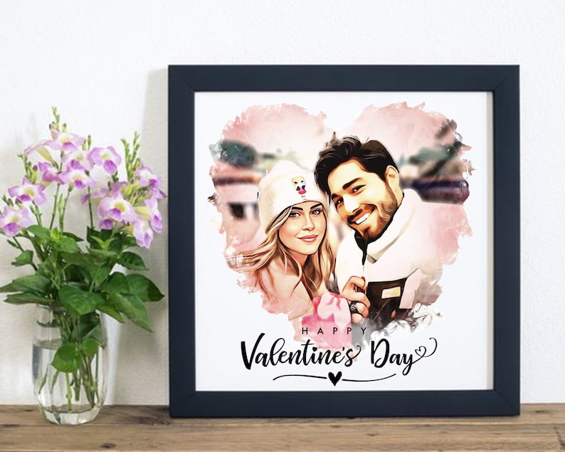 CARTOON CUSTOMIZED PORTRAIT Personalized Couple Portrait from Photo Wedding Day Gift for Bride and Groom Engagement, Anniversary Gift image 3