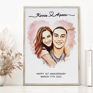 CARTOON CUSTOMIZED PORTRAIT Personalized Couple Portrait from Photo Wedding Day Gift for Bride and Groom Engagement, Anniversary Gift image 8