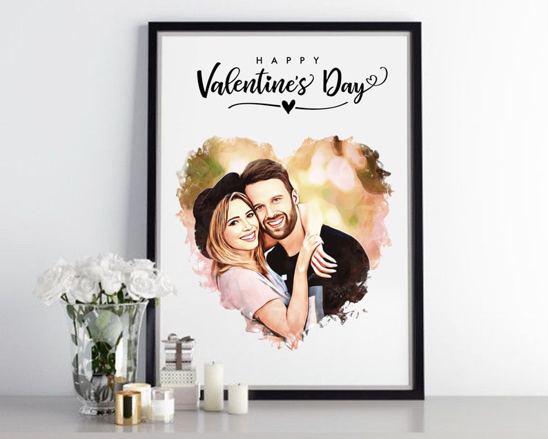 CARTOON CUSTOMIZED PORTRAIT Personalized Couple Portrait from Photo Wedding Day Gift for Bride and Groom Engagement, Anniversary Gift image 4