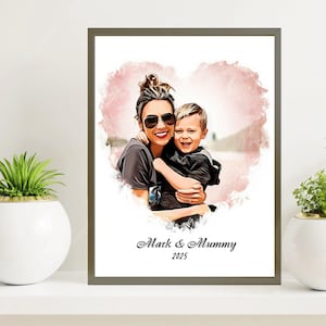 Cartoon Portrait vom Foto - Personalisierte digitale Illustration - Muttertagsgeschenk für sie von Sohn-Tochter-Familie