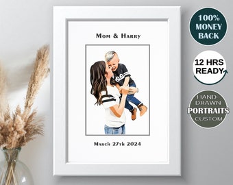 Personalized Wall Art Mother and Son, Birthday Gift for Mom, Mother's Day Gift, Mom and Toddler Portrait, Customizable Gift for Best Mom