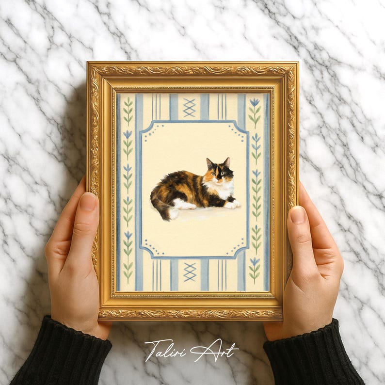 Personalized Watercolor Cat Painting from Photo, Custom Cat Portrait Wall Art, Pet Memorial Gift, Christmas Gift for Cat Owners, Pet Loss