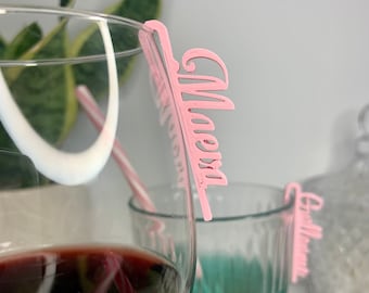 Identificateur prénom de verre avec personnalisé marque verre ou marque place pour mariage ou anniversaire grand choix de couleurs