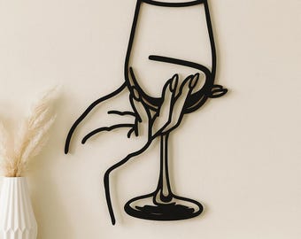 Trendy living room wall decoration, wine theme, cocktail bar, wine glass decor, perfect for displaying an original design on the wall
