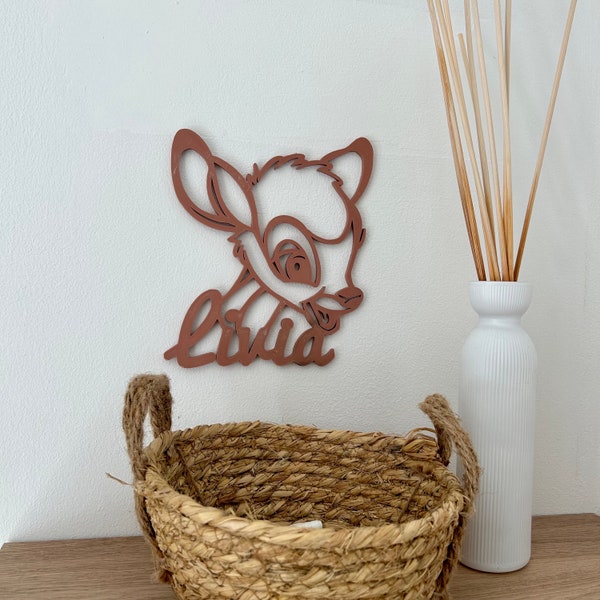 Prénom Faon biche personnalisable pour décoration ou objet chambre d’enfant