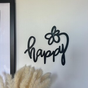 Palavra floral personalizada “FELIZ” • Decoração de parede positiva impressa em 3D • Presente colorido e agradável • Estilo gráfico moderno
