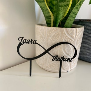 Topper de pastel personalizado, decoración de símbolo de infinito de boda, topper de pastel con signo de infinito, nombres para pastel de bodas