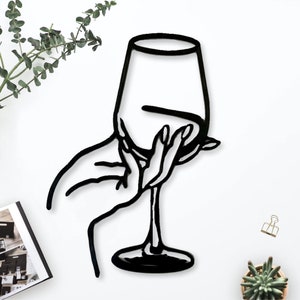 Trendy living room wall decoration, wine theme, cocktail bar, wine glass decor, perfect for displaying an original design on the wall
