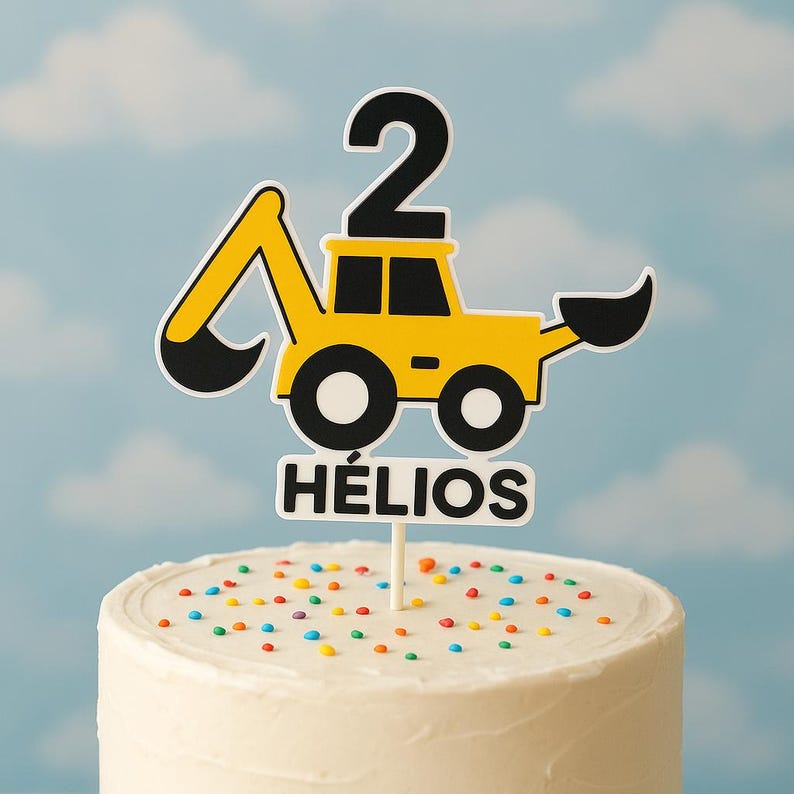 Backhoe Topper Customizable Backhoe Cake Topper, for a Birthday Cake or Baby/child's ...