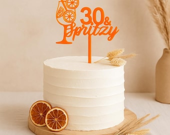 Cake topper to personalize trendy, spritz theme, cocktail bar, Italian decoration, color of your choice, decoration for aperol party cake