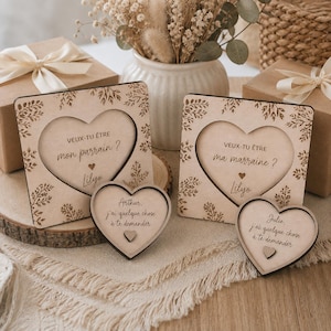 Verrassend aanzoek voor peetmoeder of peetvader, origineel verzoek voor de doop van een baby, gepersonaliseerd houten verrassingscadeau: wil jij mijn peetmoeder zijn?