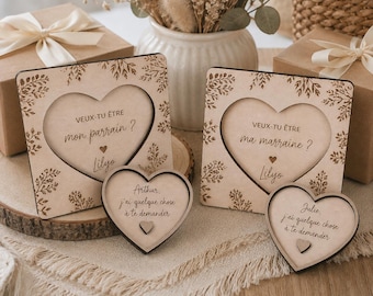 Proposta a sorpresa per madrina o padrino, richiesta originale per il battesimo del bambino, regalo a sorpresa personalizzato in legno: vuoi essere la mia madrina?