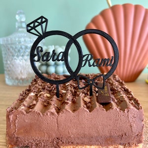 Cake topper wedding engagement customizable cake decoration wedding rings