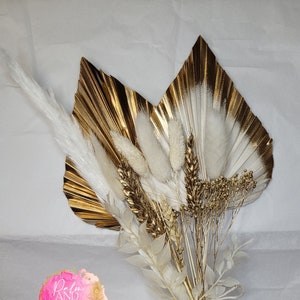 White Gold Palm Spear Dried Flower Bouquets - Cake topper Cake decorations flower arrangements - Bakers box