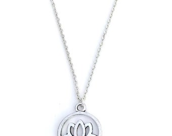 Lotus Flower Silver Collier Pendentif Femme