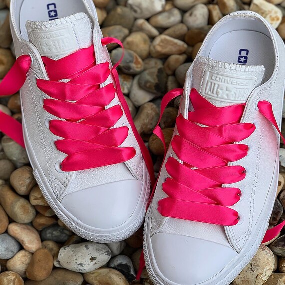 Neon Pink Satin Shoe Laces Etsy