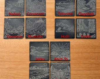 Star Wars Inspired Slate Coasters – Pick Your Own Laser Engraved Set of 4