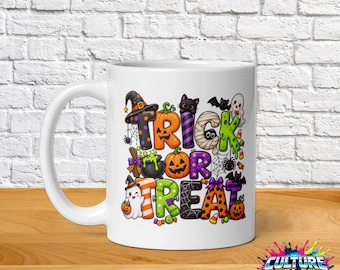 Trick or Treat Halloween Mug 11oz Porcelain Coffee Mug