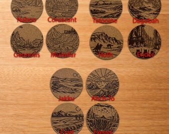 Star Wars Inspired Cork Coasters - Pick Your Own Laser Engraved Set of 4
