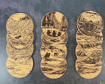 Star Wars Inspired Cork Coasters - Pick Your Own Laser Engraved Set of 4