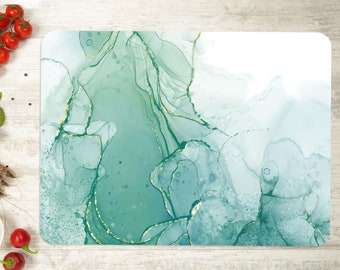 Green Cutting Board, Modern Pattern Chopping Board, Green Marble Pattern Serving Board, Alcohol Ink Chopping Board, Picnic Cutting Board,