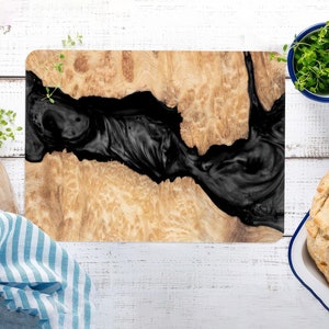 Epoxy Glass Print Serving Board, Resin Chopping Board, Modern Chopping Board, Epoxy Wood Grain Print Board, Tempered Glass, High Quality,