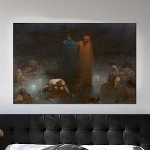Reproduktion Leinwand Poster, moderne Leinwand, Baby Geschenk für Mädchen, Dante und Virgil 3D Leinwand, Dante Leinwand Geschenk, Hochzeitsdekorkunst,