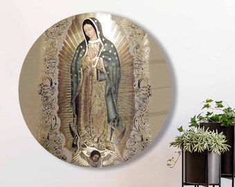The Virgin Of Guadalupe, The Virgin Of Guadalupe Tempered Glass, Immaculate Mary Glass, Religious Glass Wall, Abstract Glass,