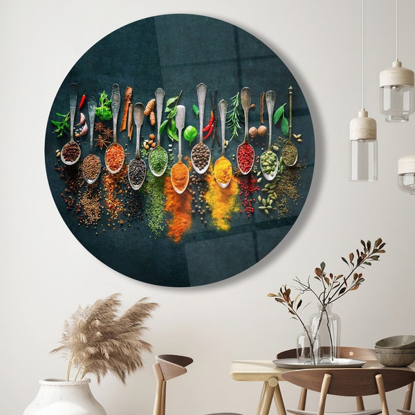 Spices Kitchen Wall Art, Glass Art, Custom Glass Printing Wall Art, Contemporary Wall Decoration, Glass Printing, Abstract Wall Decor,