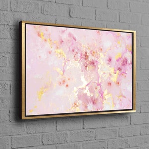 Pink Wall Art, Pink Marble Canvas, Pink and Gold Marble, Gold Canvas, Gold Frame Canvas, Luxury Wall Decor, Abstract Wall Art, Modern Canvas