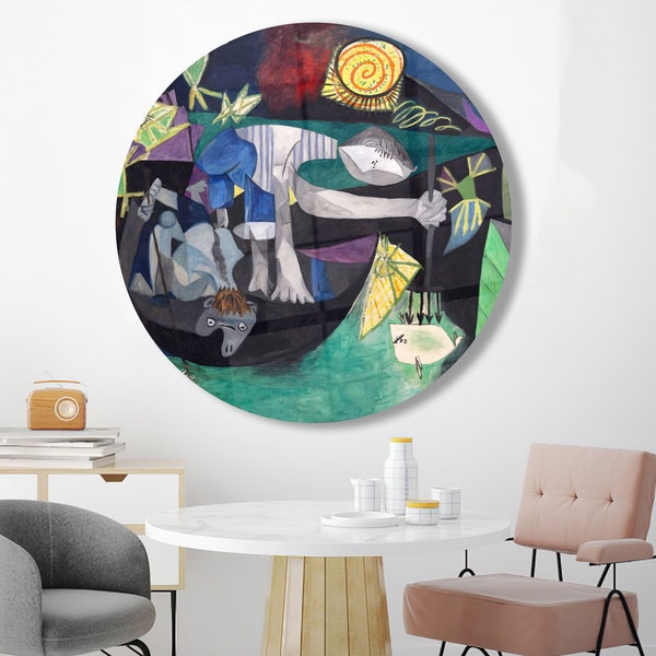 Pablo Picasso Night Fishing At Antibes, Glass Custom For Art, Famous Glass Wall, Glass Wall Art, Glass Wall Art Modern, Picasso Glass Wall,