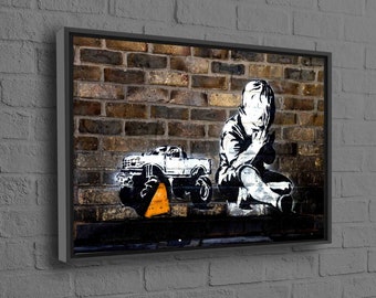 Banksy Praying Boy, Banksy Child Art Canvas, Banksy Canvas, Banksy Street Printed, Painting Art Canvas, Street Printed,