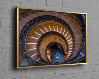 Vatican Museums Stairs Poster, Italy Printed, Vatican Spiral Staircase Poster, Stair Landscape Art, Landscape Poster,