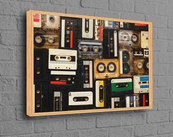 Retro Kassette Poster, Bänder Leinwandkunst, Musik Kunst, nostalgische Leinwand Kunst, Retro Art, Vintage Kassette Wandkunst, Vintage Artikel Wandkunst