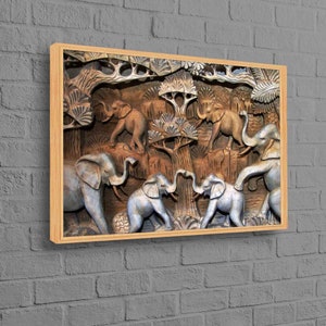 3d Elephant Wall Art, Elephant Sculpture Poster, Animal Wall Decor, Sculpture Art, Elephant Canvas Art, Elephant Statue Poster,